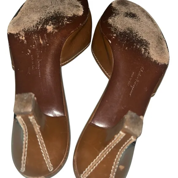 Salvatore Ferragamo Fibula Brown Leather Open Toe Shoe sandals slides size 8B