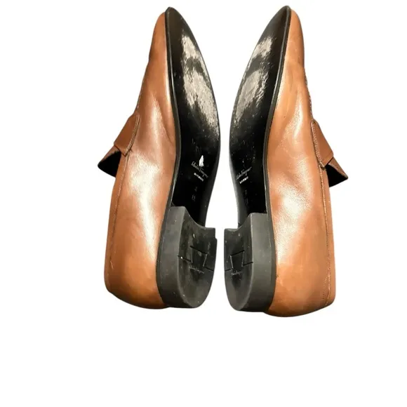SALVATORE FERRAGAMO Leather Penny Loafers Brown 8EE