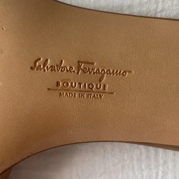 Salvatore Ferragamo open toe slide sandals Tan 9.5B