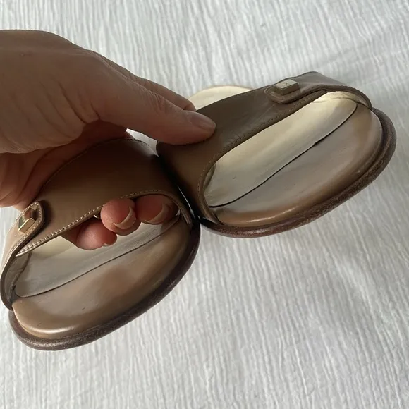Salvatore Ferragamo open toe slide sandals Tan 9.5B