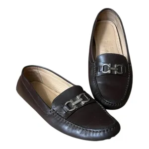 SALVATORE FERRAGAMO Saba Brown Leather Driving Loafer sz 7.5 US / 38 EU Horsebit