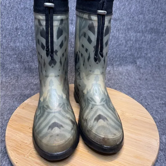 Salvatore Ferragamo Women’s Mid Calf Rubber Rain Boots Size 7 Made In Italy
