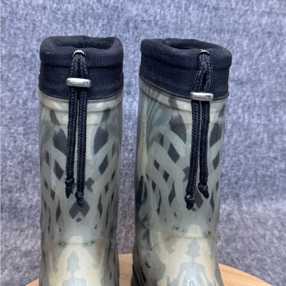 Salvatore Ferragamo Women’s Mid Calf Rubber Rain Boots Size 7 Made In Italy