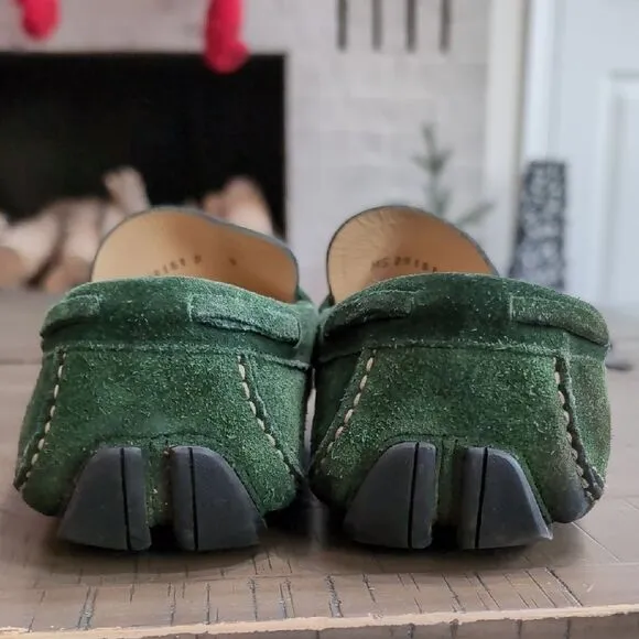 Salvatore Ferragamo Billy 2 Green Suede Driving Loafers Sz 9