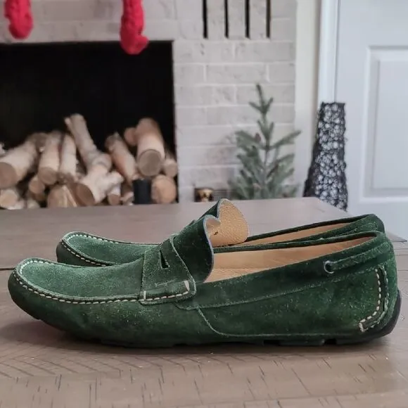Salvatore Ferragamo Billy 2 Green Suede Driving Loafers Sz 9
