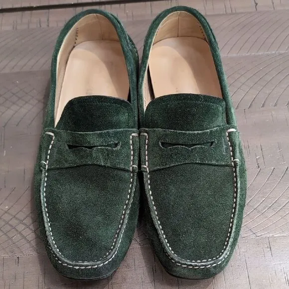 Salvatore Ferragamo Billy 2 Green Suede Driving Loafers Sz 9