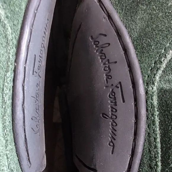 Salvatore Ferragamo Billy 2 Green Suede Driving Loafers Sz 9