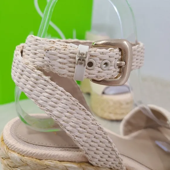 Sam Edelman April platform espadrille sandals Linen Raffia cream size 7.5 NEW