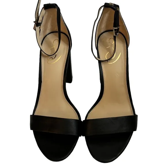 Sam Edelman Black Yaro Ankle Strap Block Heel Sandal Size 9W