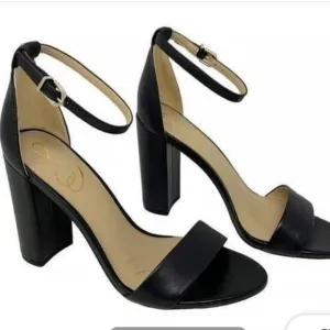 Sam Edelman Black Yaro Ankle Strap Block Heel Sandal Size 9W