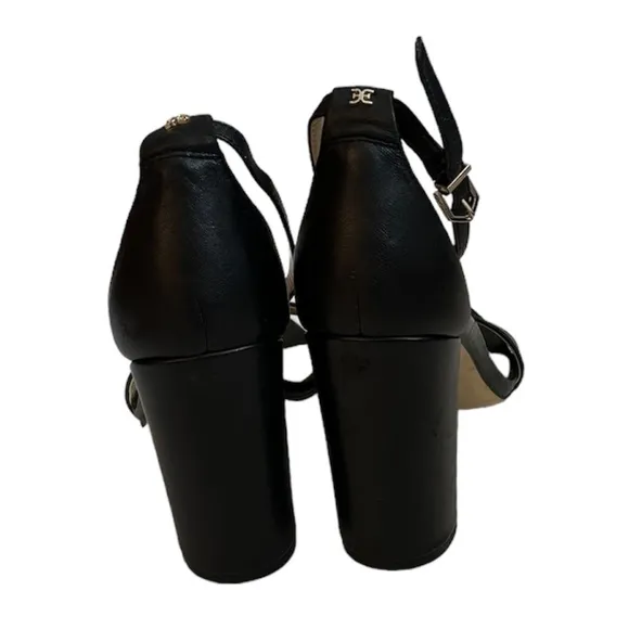 Sam Edelman Black Yaro Ankle Strap Block Heel Sandal Size 9W