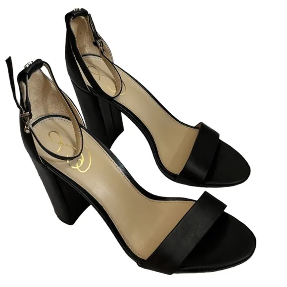 Sam Edelman Black Yaro Ankle Strap Block Heel Sandal Size 9W