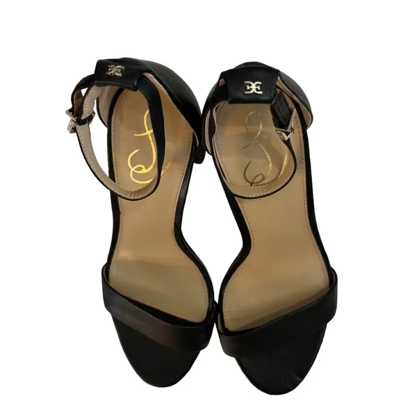Sam Edelman Black Yaro Ankle Strap Block Heel Sandal Size 9W