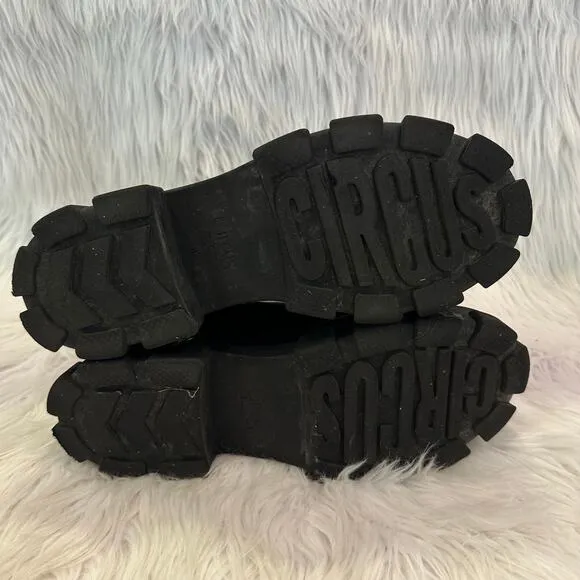 Sam Edelman Circus Darielle Ankle Boots Leather Chunky Lug Sole Platform Black