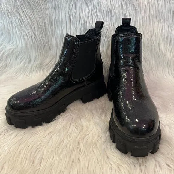 Sam Edelman Circus Darielle Ankle Boots Leather Chunky Lug Sole Platform Black