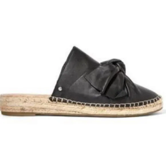 🖤🎀Sam Edelman Comfy Chic ‘Lynda’ Black Leather Bow Slipons Mules 7.5 🎀🖤