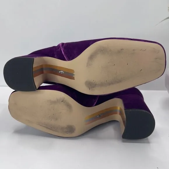 Sam Edelman Fawn 2 Velvet Chunky Heel Boots Deep Orchid Women's 8M