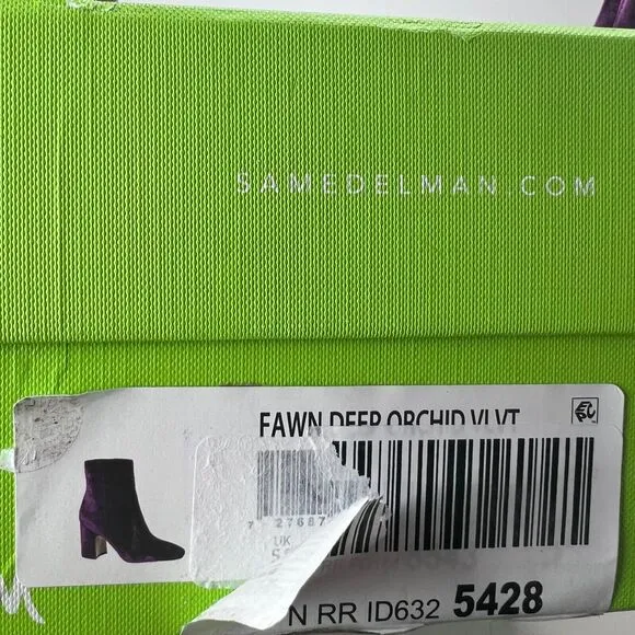 Sam Edelman Fawn 2 Velvet Chunky Heel Boots Deep Orchid Women's 8M