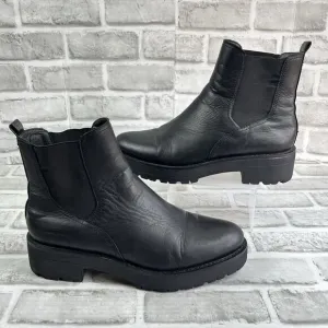 Sam Edelman Justina Women's Size 9.5 Black Leather Chelsea Chunky Ankle Boots