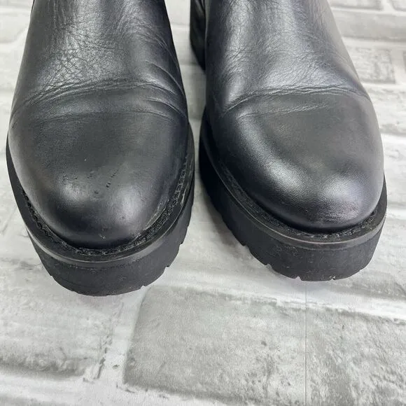 Sam Edelman Justina Women's Size 9.5 Black Leather Chelsea Chunky Ankle Boots