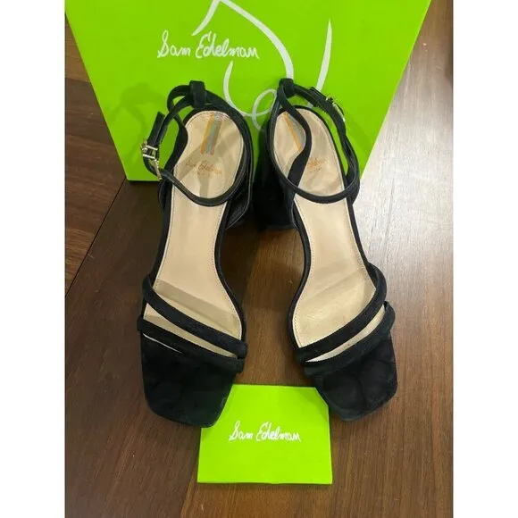 Sam Edelman Kia Sandals in Black Suede 8 With Box Womens High Heels