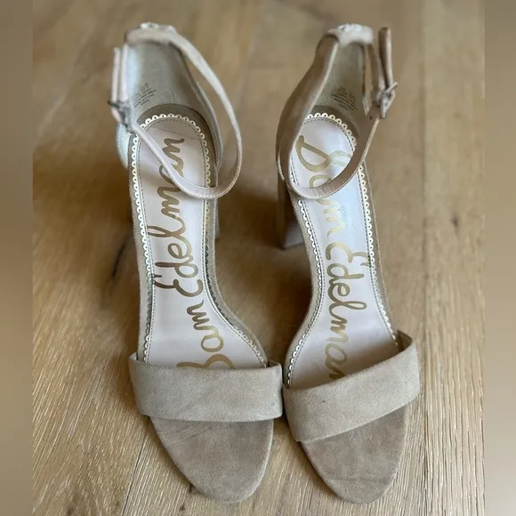 Sam Edelman Nude suede leather ankle strap heel