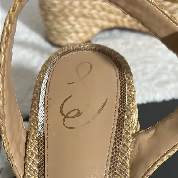 Sam Edelman Size 9 APRIL PLATFORM WEDGE ESPADRILLE SANDALS in Sand Raffia