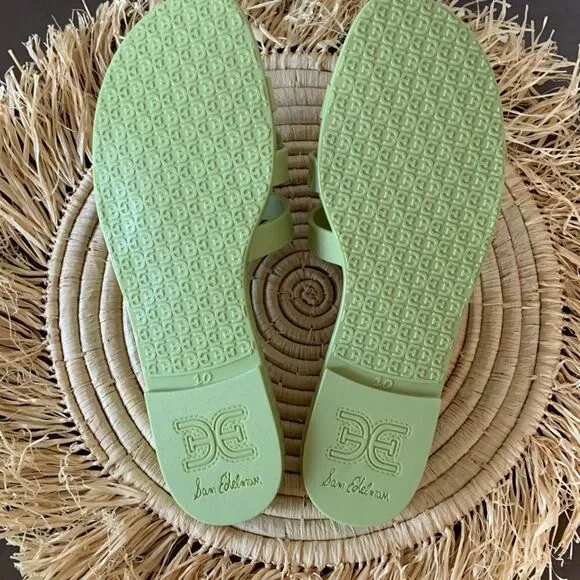 SAM EDELMAN Summer Pear Bay Green Jelly Slide Sandals Size 10