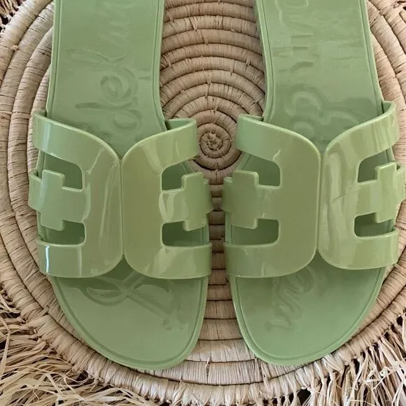 SAM EDELMAN Summer Pear Bay Green Jelly Slide Sandals Size 10