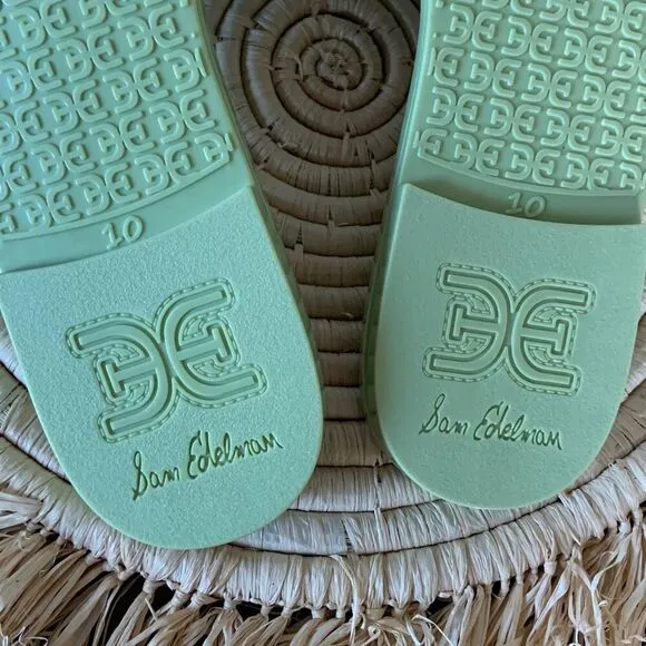 SAM EDELMAN Summer Pear Bay Green Jelly Slide Sandals Size 10
