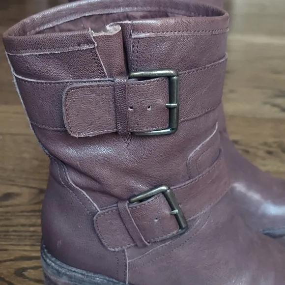 Sam Edelman Troy block hee heel moto buckle boots - brown leather - size 6.5