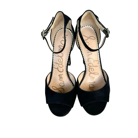 Sam Edelman Wallace Black Suede Leather Ankle Strap Platform Sandals Women’s