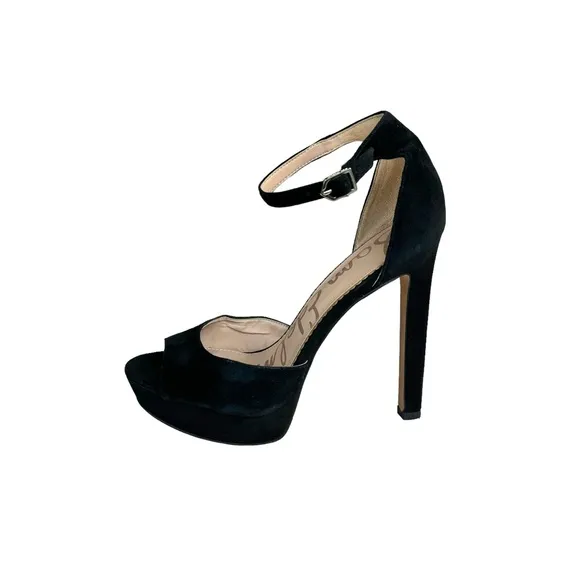 Sam Edelman Wallace Black Suede Leather Ankle Strap Platform Sandals Women’s
