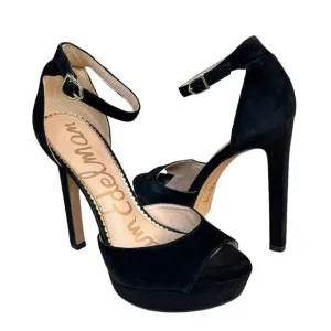 Sam Edelman Wallace Black Suede Leather Ankle Strap Platform Sandals Women’s
