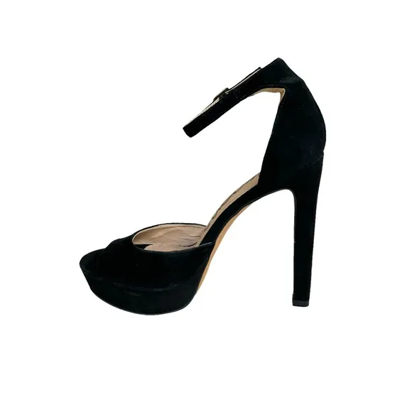 Sam Edelman Wallace Black Suede Leather Ankle Strap Platform Sandals Women’s