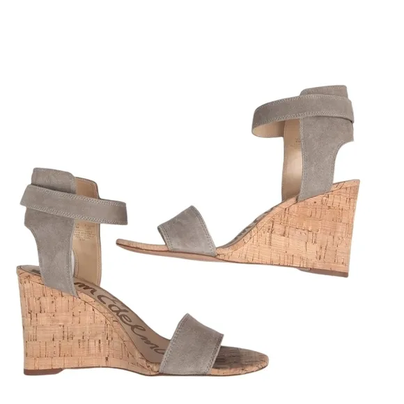 Sam Edelman Willow Elm Open Toe Cork Wedge Sandals Taupe/Putty Size 6 Women's