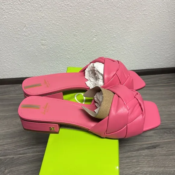 Sam Edelman Women Dawson Puffed Slide Sandals, Carmine Rose Leather