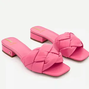 Sam Edelman Women Dawson Puffed Slide Sandals, Carmine Rose Leather
