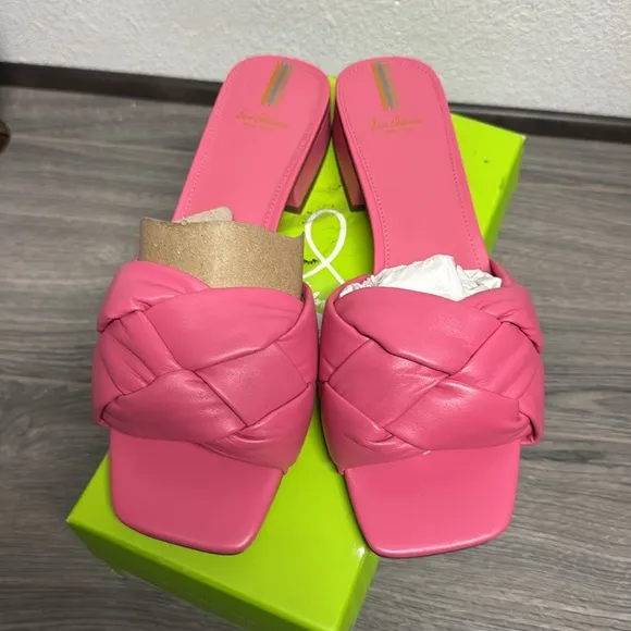 Sam Edelman Women Dawson Puffed Slide Sandals, Carmine Rose Leather