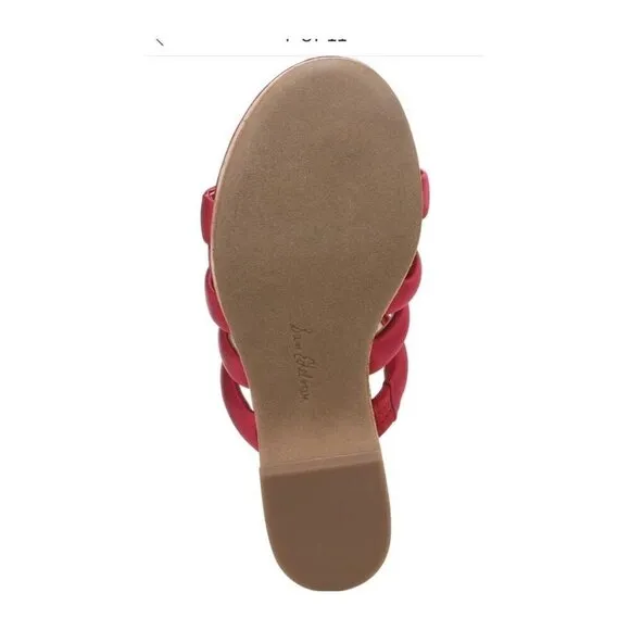 Sam Edelman Womens Red Satin Strappy Open Toe Cork Wedge Sandals Sz 10 M NIB