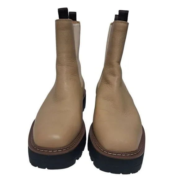 Sam Edelman Laguna Lug Sole Chunky Leather Combat Boots Size 9 Sesame