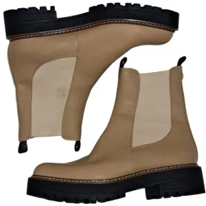 Sam Edelman Laguna Lug Sole Chunky Leather Combat Boots Size 9 Sesame