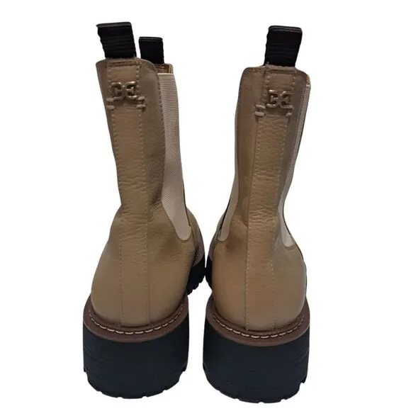 Sam Edelman Laguna Lug Sole Chunky Leather Combat Boots Size 9 Sesame