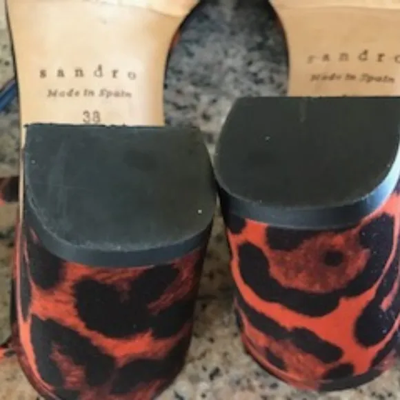 Sandro Leopard-print Cotton-blend Sateen Sandals