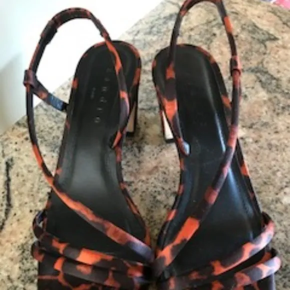Sandro Leopard-print Cotton-blend Sateen Sandals