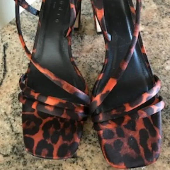 Sandro Leopard-print Cotton-blend Sateen Sandals