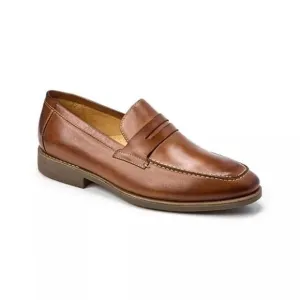 SANDRO MOSCOLONI MURRAY LEATHER PENNY STRAP SLIP-ON LOAFERS IN TAN MEN'S 9.5