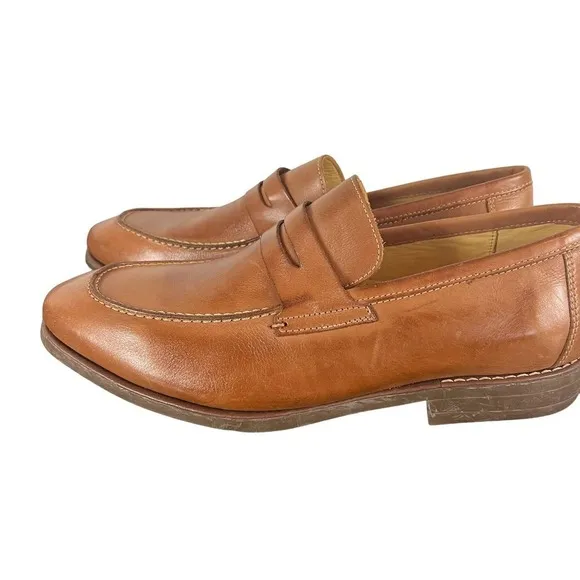SANDRO MOSCOLONI MURRAY LEATHER PENNY STRAP SLIP-ON LOAFERS IN TAN MEN'S 9.5