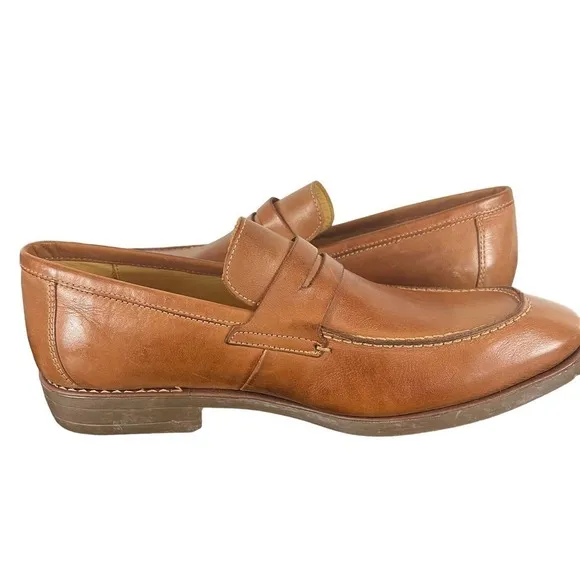 SANDRO MOSCOLONI MURRAY LEATHER PENNY STRAP SLIP-ON LOAFERS IN TAN MEN'S 9.5