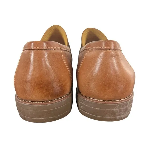 SANDRO MOSCOLONI MURRAY LEATHER PENNY STRAP SLIP-ON LOAFERS IN TAN MEN'S 9.5